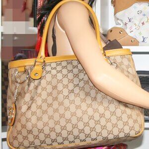 GUCCI SUKEY MM MONOGRAM CANVAS W/LEATHER TRIM 100% AUTHENTIC